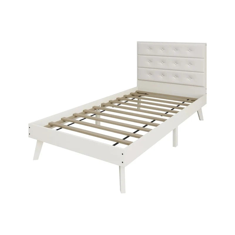 Mid-Century Wooden Platform Bed