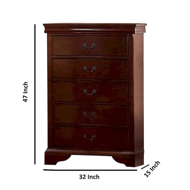 Decorously Functional Pine Wood, Plywood & Birch Veneer Chest, Cherry