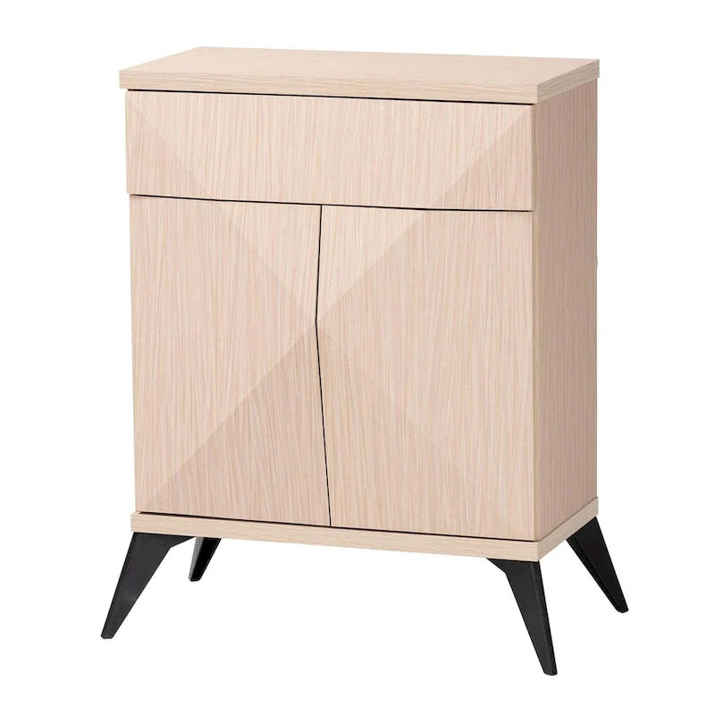 Mid-Century Modern Two-Tone Light Brown and Black Wood 2-Door Sideboard Buffet