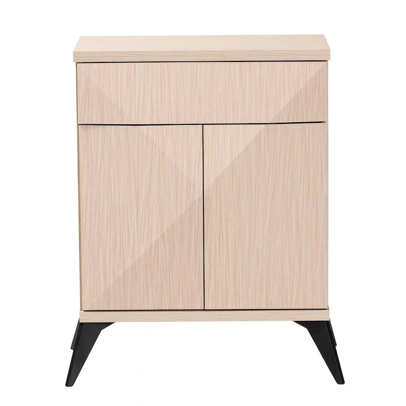 Mid-Century Modern Two-Tone Light Brown and Black Wood 2-Door Sideboard Buffet