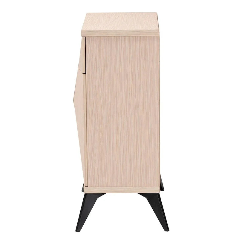 Mid-Century Modern Two-Tone Light Brown and Black Wood 2-Door Sideboard Buffet