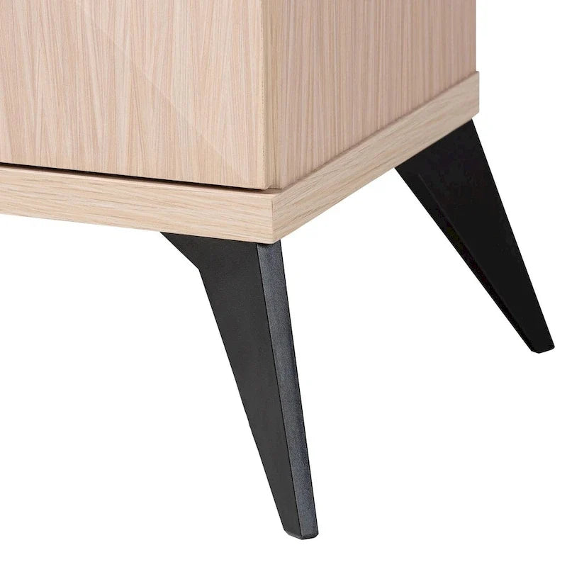 Mid-Century Modern Two-Tone Light Brown and Black Wood 2-Door Sideboard Buffet