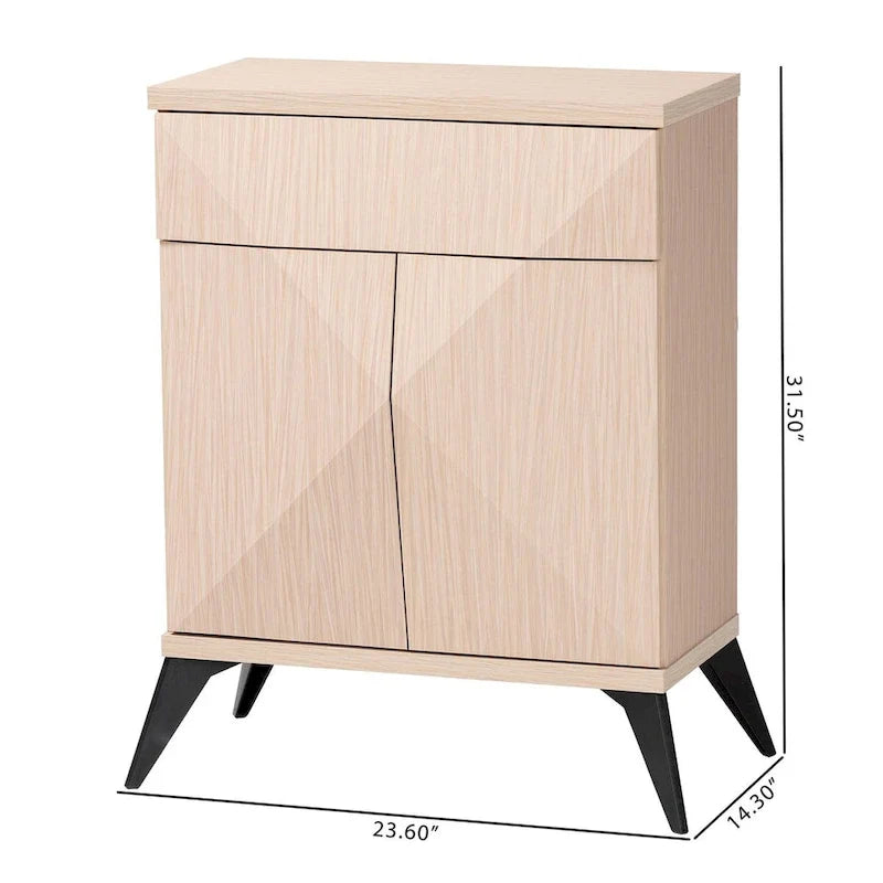 Mid-Century Modern Two-Tone Light Brown and Black Wood 2-Door Sideboard Buffet