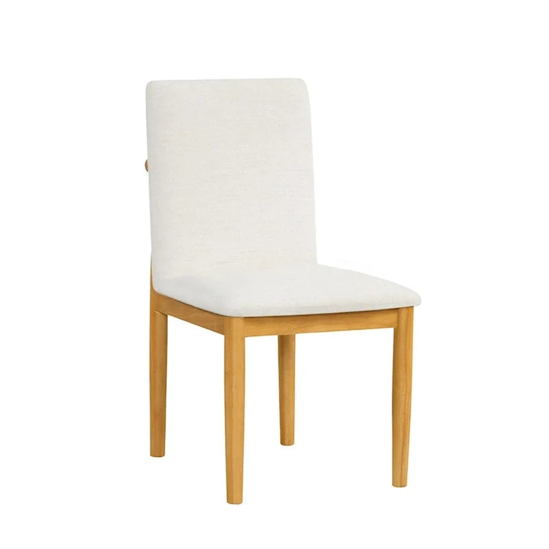 Modern Upholstered dining chair - Cream Textured Woven (Set of 2)
