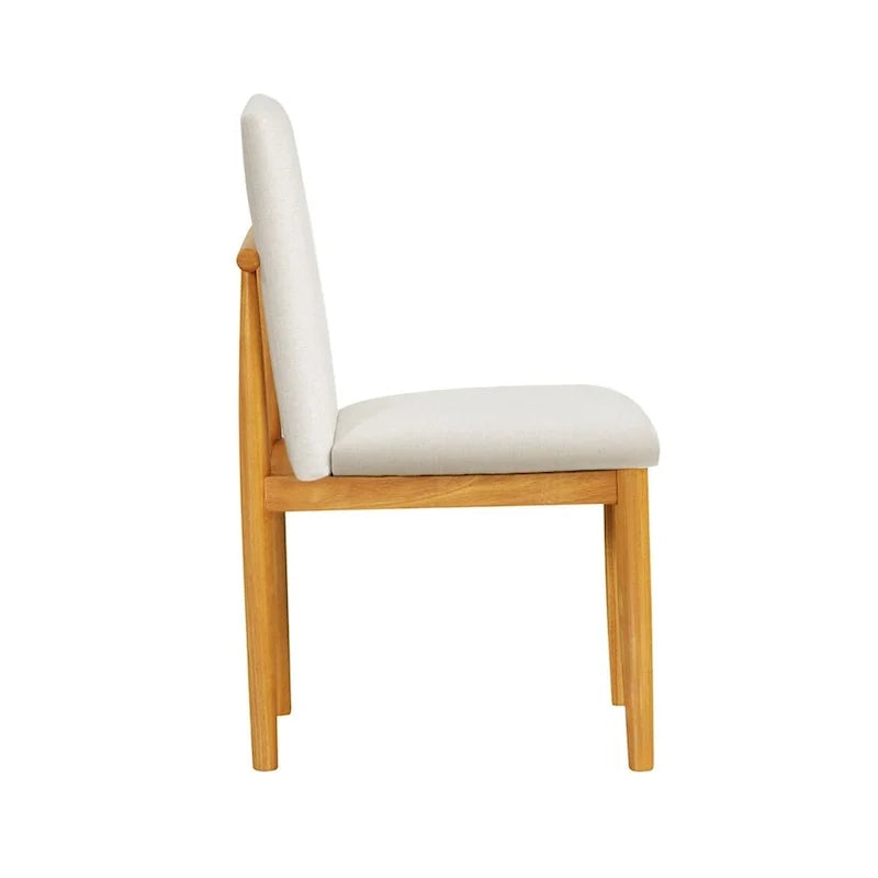 Modern Upholstered dining chair - Cream Textured Woven (Set of 2)