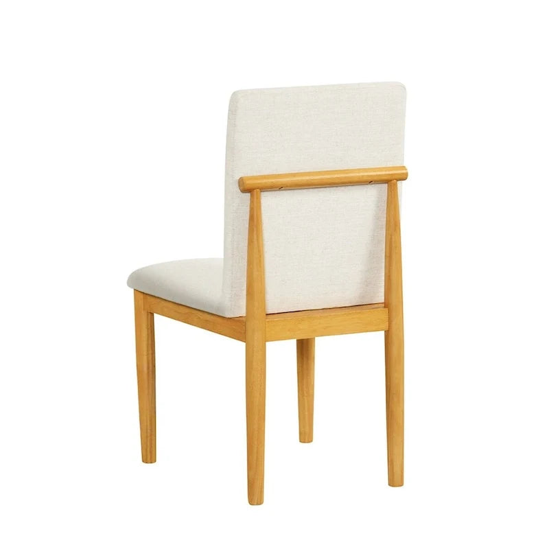 Modern Upholstered dining chair - Cream Textured Woven (Set of 2)