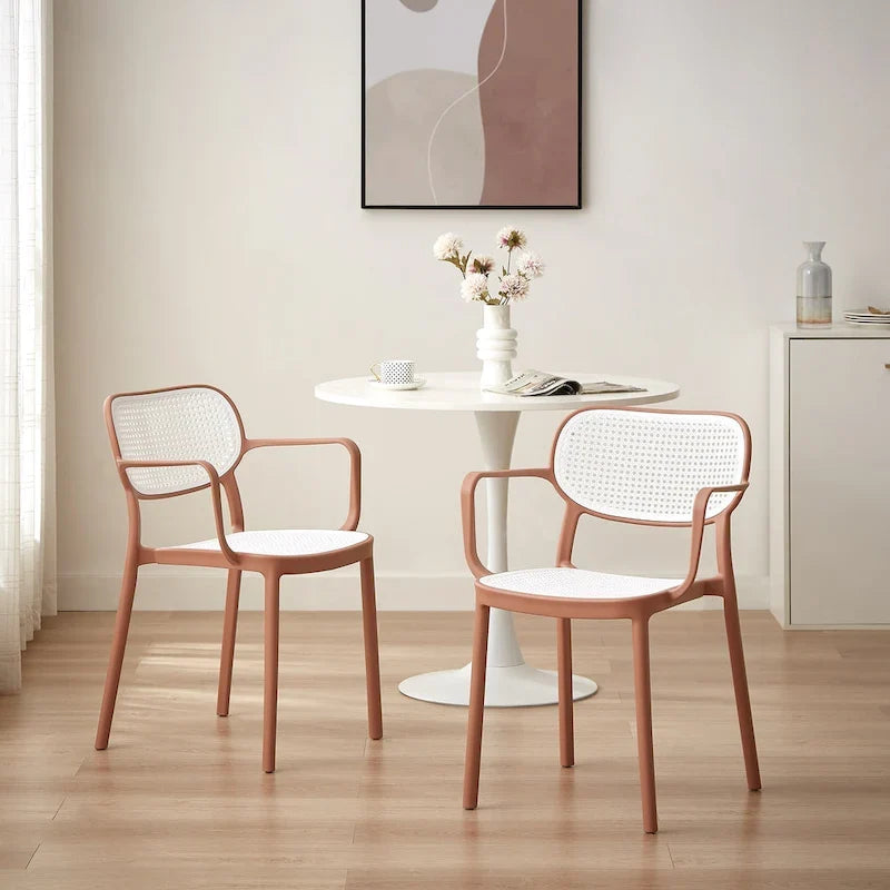 Art Leon Set of 2 Modern Stackable Indoor or Outdoor Dining Chair