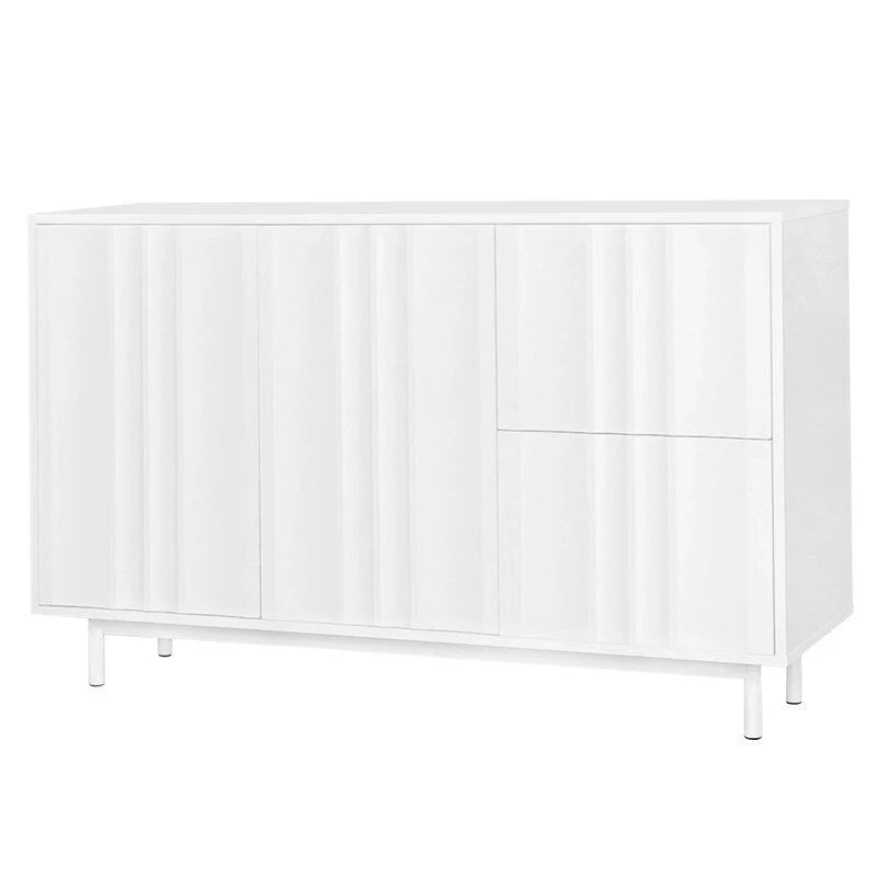 Credenza contenitore con motivo a onde, 2 ante e 2 cassetti regolabili, adatta per studio, ingresso e soggiorno
