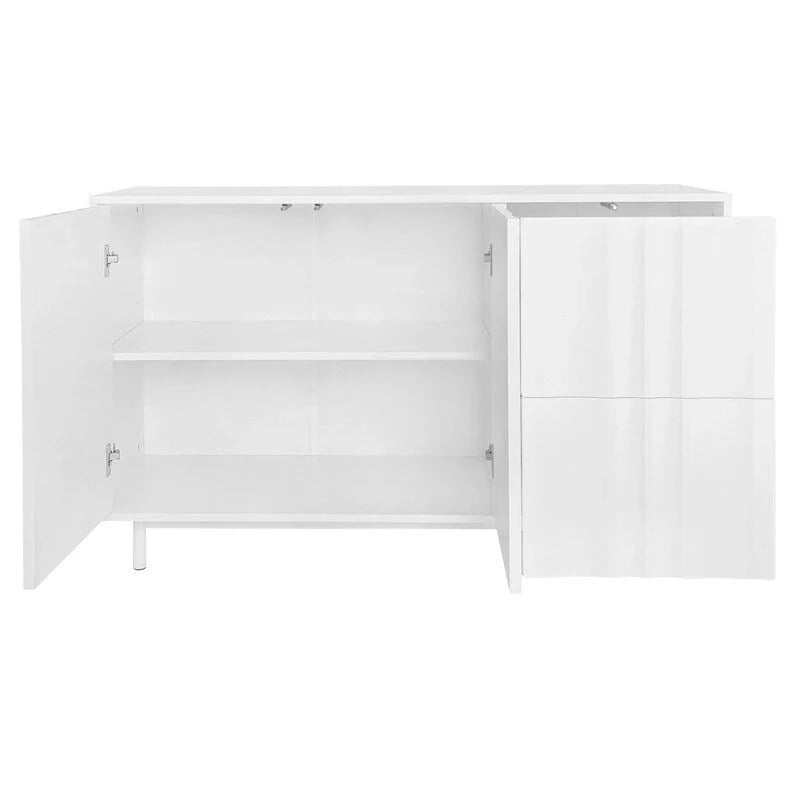 Credenza contenitore con motivo a onde, 2 ante e 2 cassetti regolabili, adatta per studio, ingresso e soggiorno