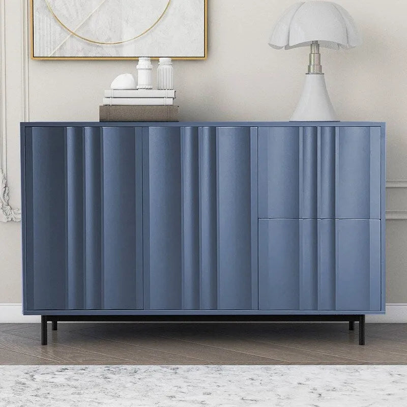 Credenza contenitore con motivo a onde, 2 ante e 2 cassetti regolabili, adatta per studio, ingresso e soggiorno