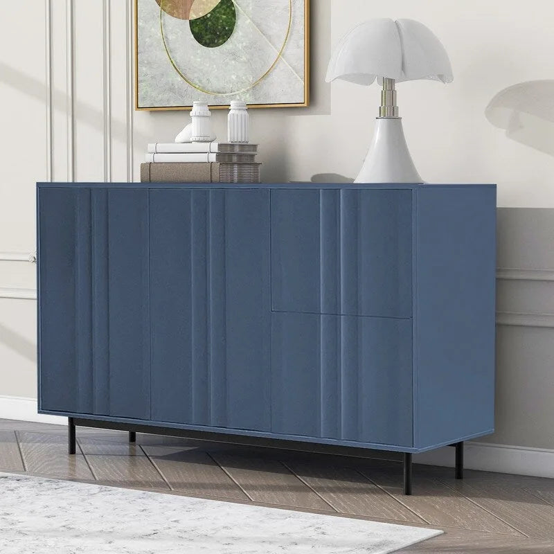 Credenza contenitore con motivo a onde, 2 ante e 2 cassetti regolabili, adatta per studio, ingresso e soggiorno