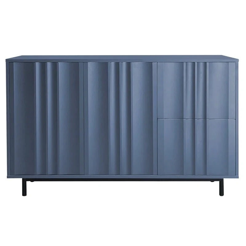 Credenza contenitore con motivo a onde, 2 ante e 2 cassetti regolabili, adatta per studio, ingresso e soggiorno