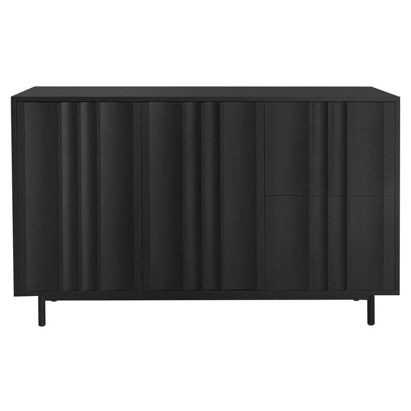 Credenza contenitore con motivo a onde, 2 ante e 2 cassetti regolabili, adatta per studio, ingresso e soggiorno