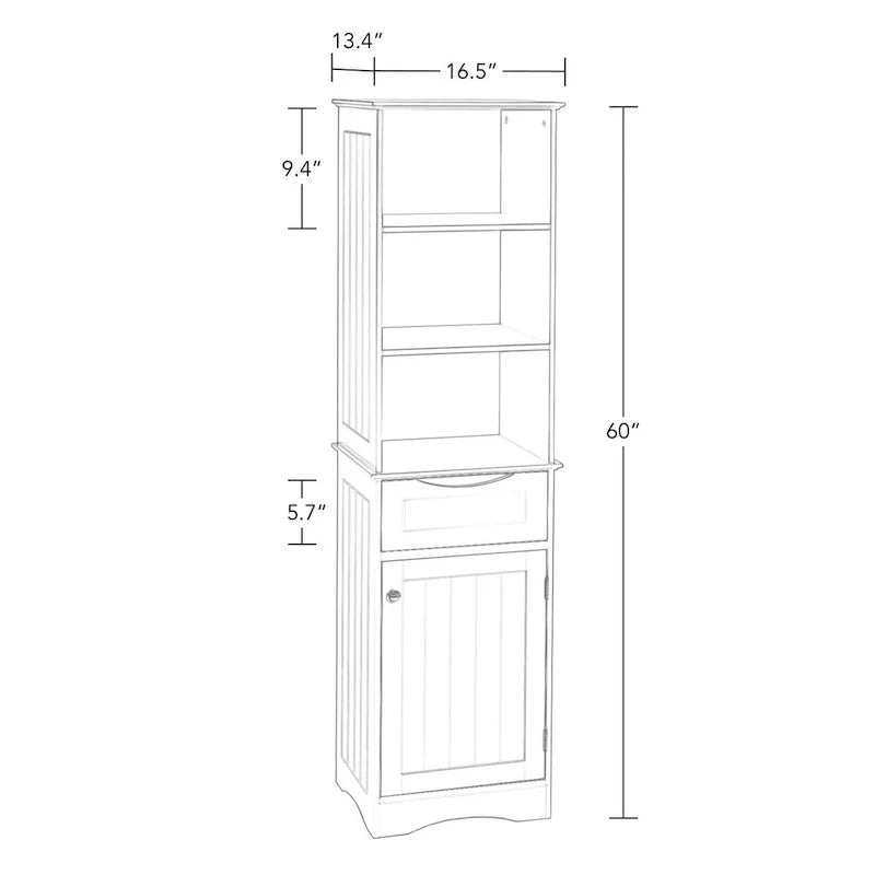 Tall Bathroom Storage Linen Cabinet and Organizer with Drawer and Shelves