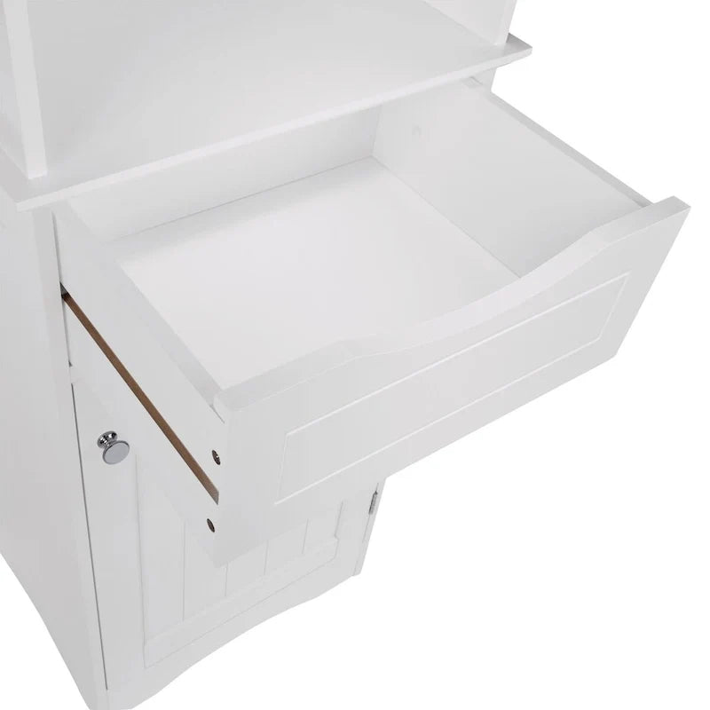 Tall Bathroom Storage Linen Cabinet and Organizer with Drawer and Shelves