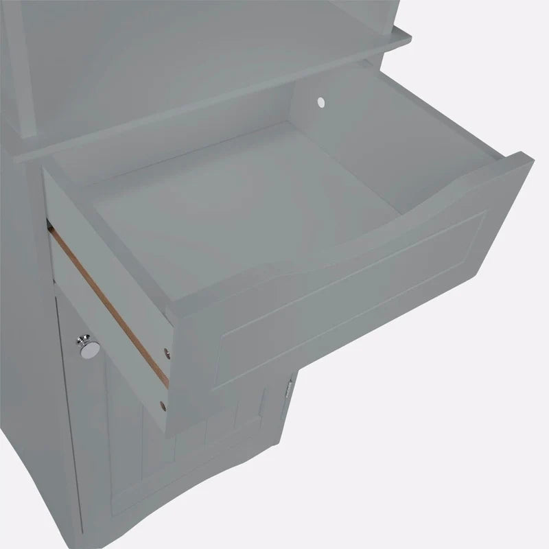 Tall Bathroom Storage Linen Cabinet and Organizer with Drawer and Shelves