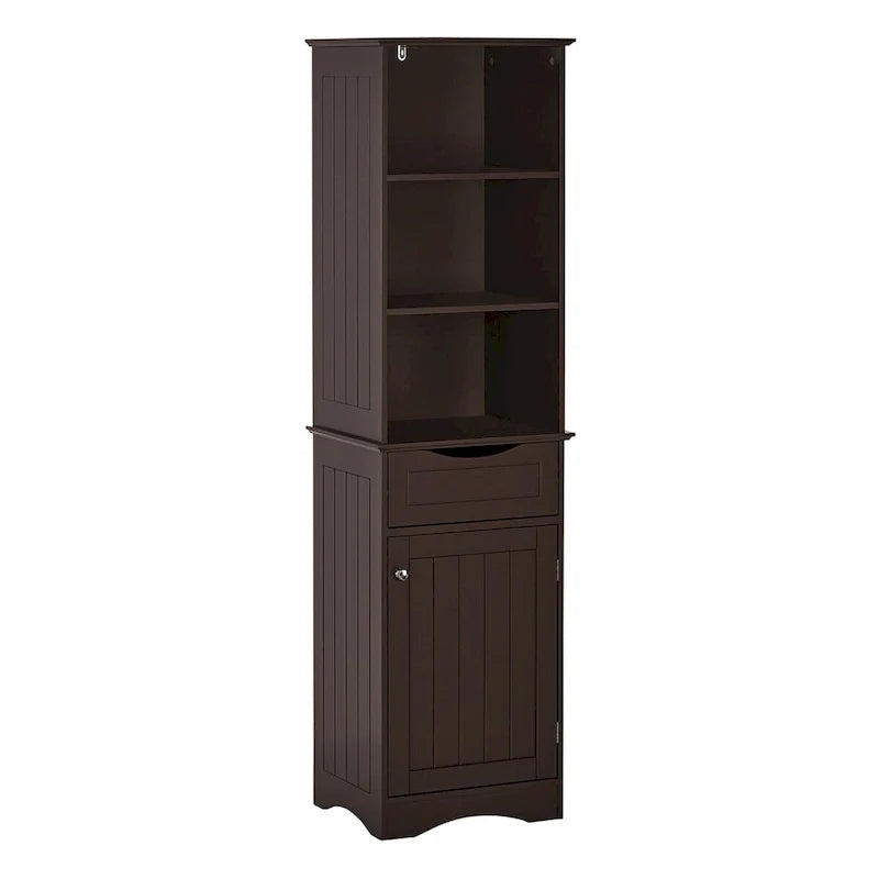 Tall Bathroom Storage Linen Cabinet and Organizer with Drawer and Shelves