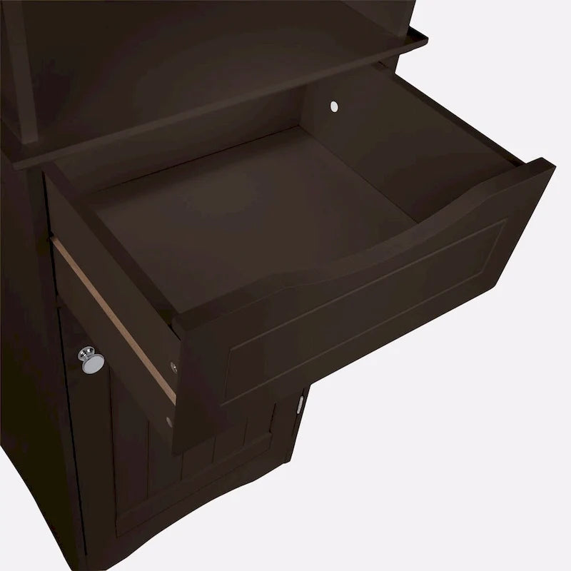Tall Bathroom Storage Linen Cabinet and Organizer with Drawer and Shelves